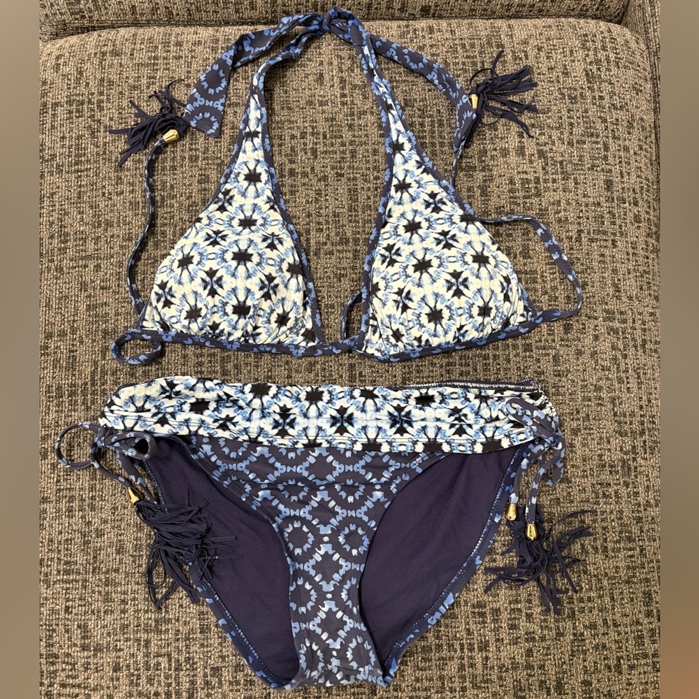 Tommy Bahama Navy and White Floral Bikini Set